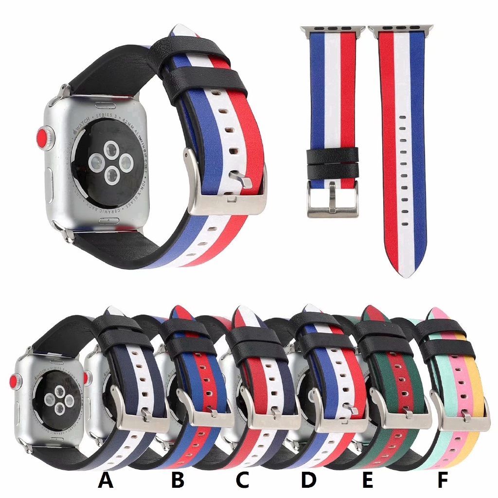 【Apple Watch Strap】Dây đeo nhiều màu bằng da cho đồng hồ thông minh Apple Watch Series se / 6 / 5 / 4 / 3 / 2 / 1 ( 38mm / 42mm )