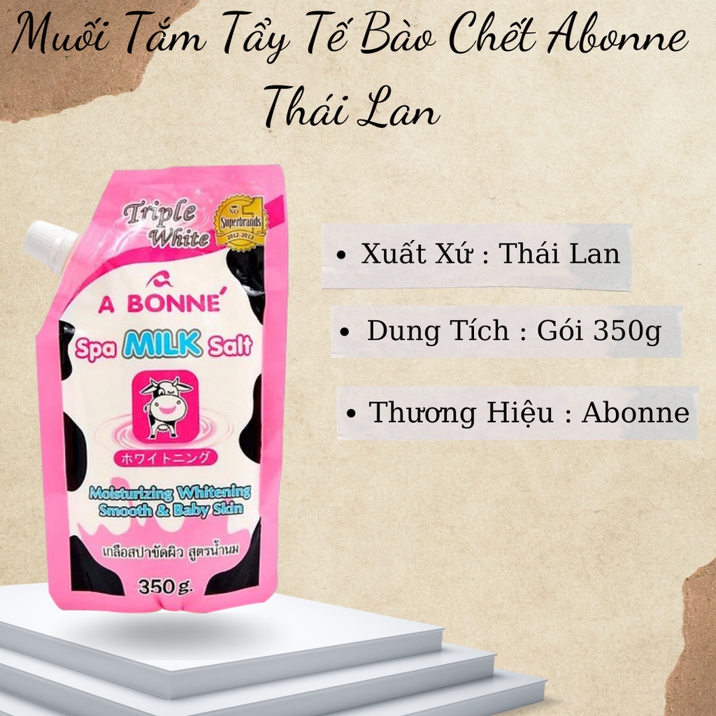 Muối tắm tẩy tế bào chết sữa bò abonne - tẩy tế bào chết body và da mặt thái lan hương sữa tươi 350g