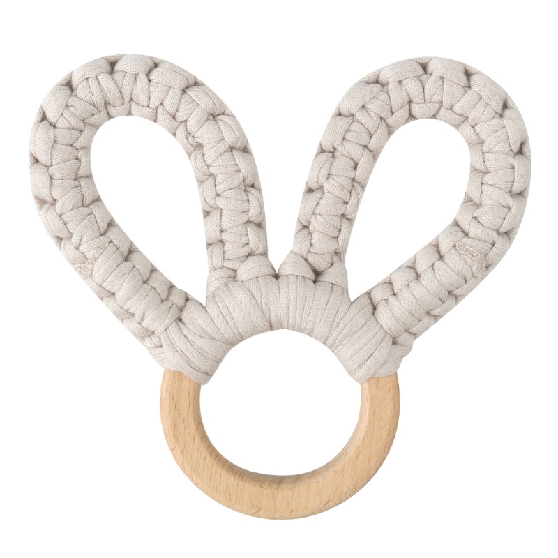 Đồ Chơi Chuông Lắc Cầm Tay Hình Thỏ Đan Len Dễ Thương Cho Bé Sơ Sinh Mọc Răng