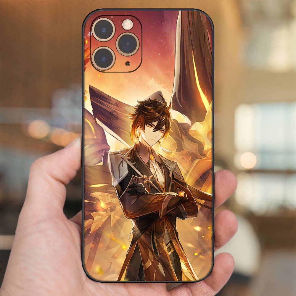 Ốp lưng iPhone 11 Pro dẻo đen cạnh vuông in hình Zhongli Genshin Impact
