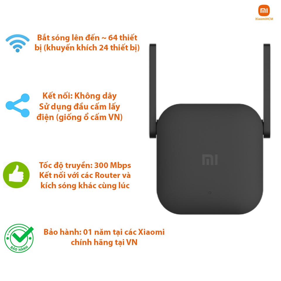 Thiết Bị Kích Sóng Mi Wi-Fi Range Extender Pro - Kích sóng wifi Xiaomi chính hãng Tốc độ 300Mbs