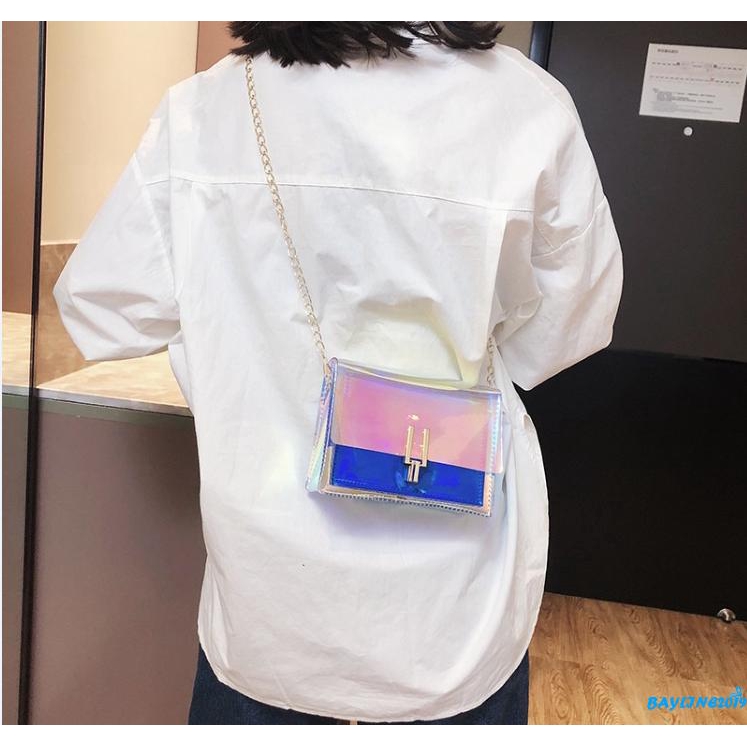 Túi nữ đeo chéo màu laser thời trang