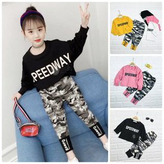 361609 Đồ Bộ Bé Gái Tay Dài Áo Croptop mix Quần Lính Sành Điệu (9 tháng - 2 tuổi)