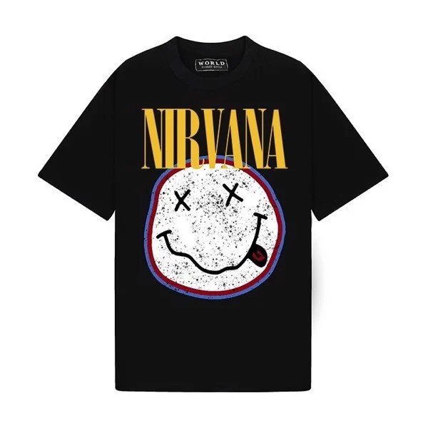 Áo Thun 100% Cotton Nhập khẩu | Nirvana Smiley Tee (Đen)