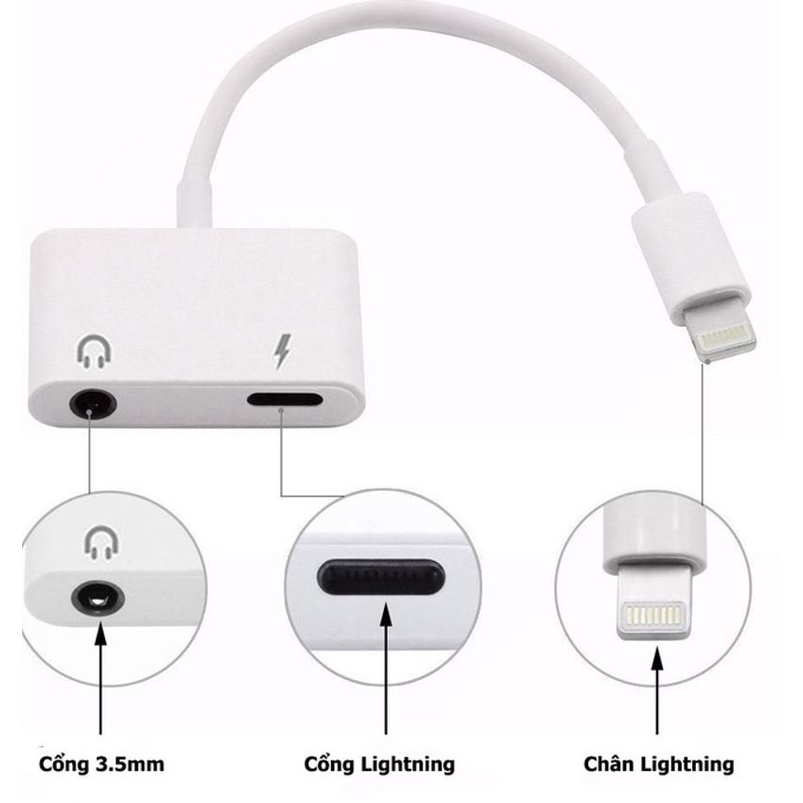 Jack - Cáp chuyển đổi từ chân Lightning sang 2 đầu: cổng tròn 3.5mm và Lightning Vừa Sạc Vừa Nghe Cực Tiện Lợi/Max