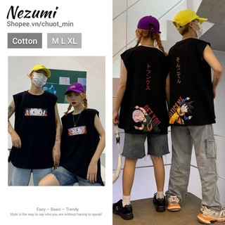 Áo đôi tank top SONGOKU nam nữ 95% cotton, Áo ba lỗ tập gym tanktop