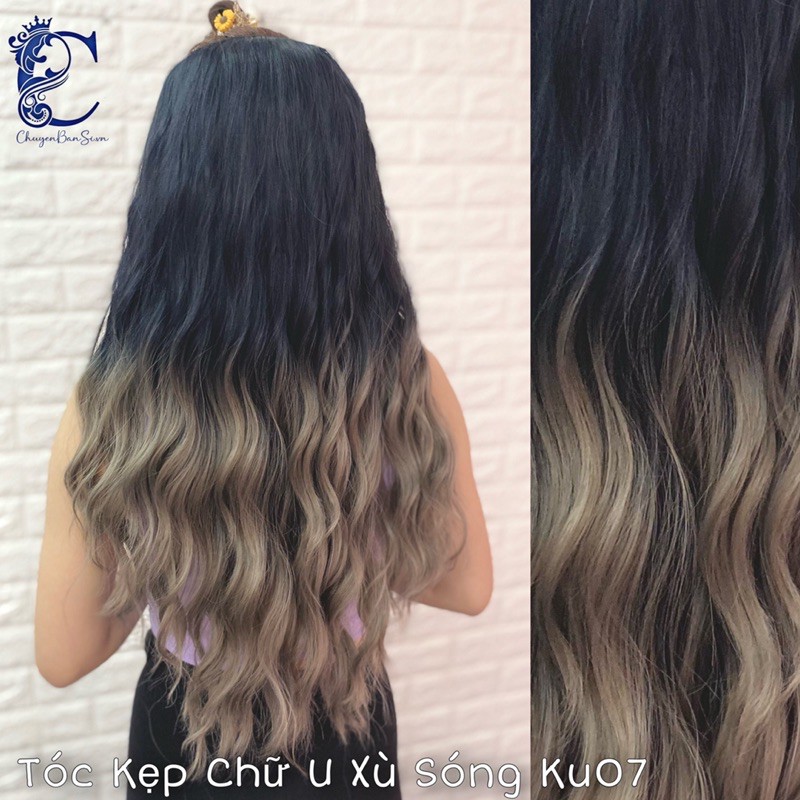 &lt;Ảnh Thật&gt; Tóc Kẹp U Xù Sóng Nhuộm Ombre ku07