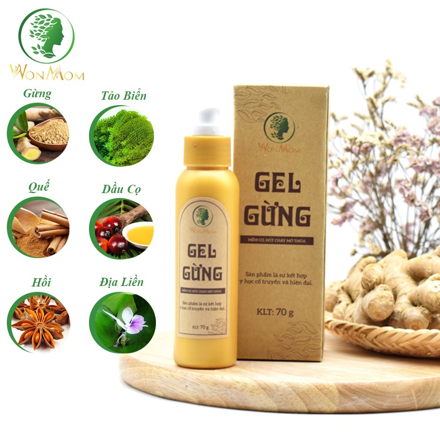 [ Giảm 35K - Đơn 339K ] Gel Gừng Thảo Dược Massage Tan Mỡ Bụng Sau Sinh Wonmom 70g