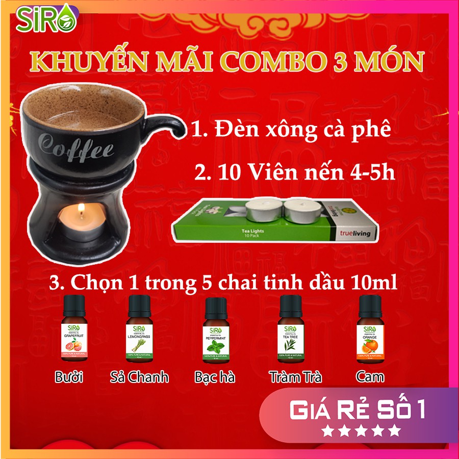 Combo đèn đốt nến tinh dầu + 1 tinh dầu 10ml + 10 nến [ giảm giá tri ân khách hàng]