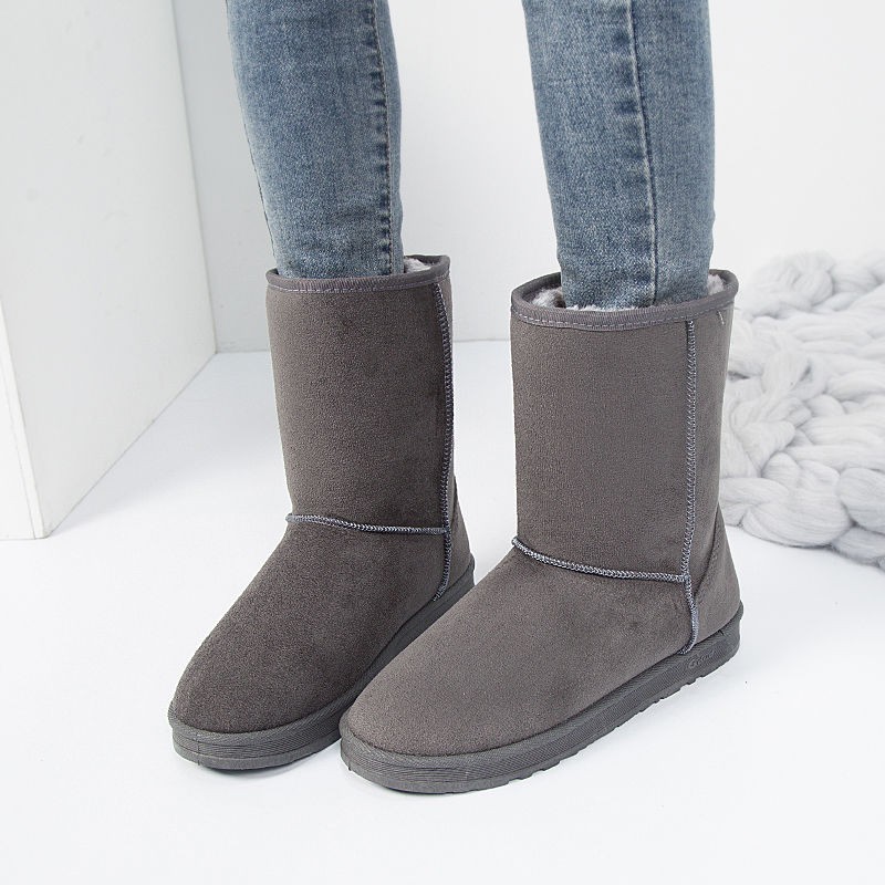 Giày đi tuyết nữ sinh ống cao 2020 mới mùa đông ống trung cộng với nhung ống dài ủng giày bông dày giữ ấm1