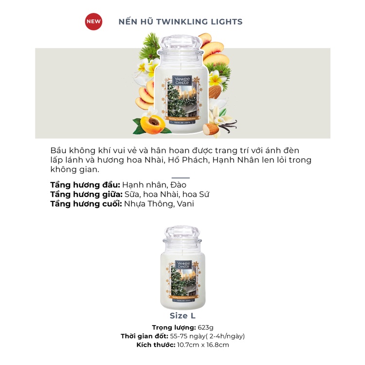 New Arrival - Nến hũ Yankee Candle size L - Twinkling Lights (623g)