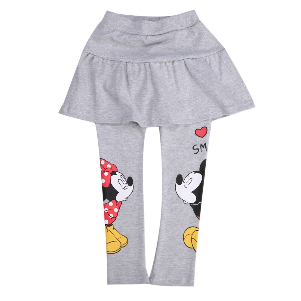 Quần legging phối váy họa tiết hoạt hình Mickey Minnie cho bé gái 2-7 tuổi