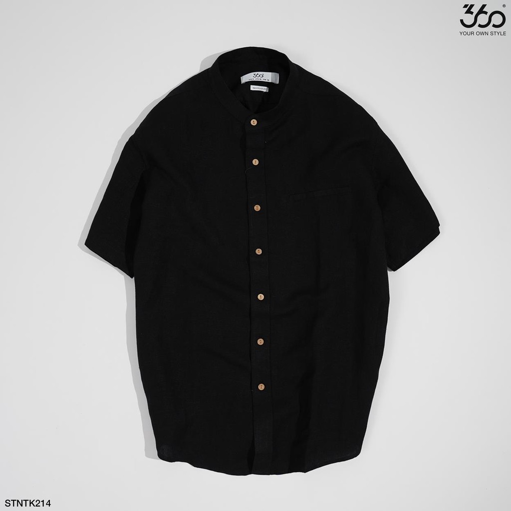 Áo sơ mi nam 360BOUTIQUE ngắn tay cổ tàu-STNTK214 | BigBuy360 - bigbuy360.vn