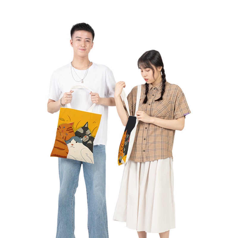 Túi tote canvas họa tiết mèo xinh xắn