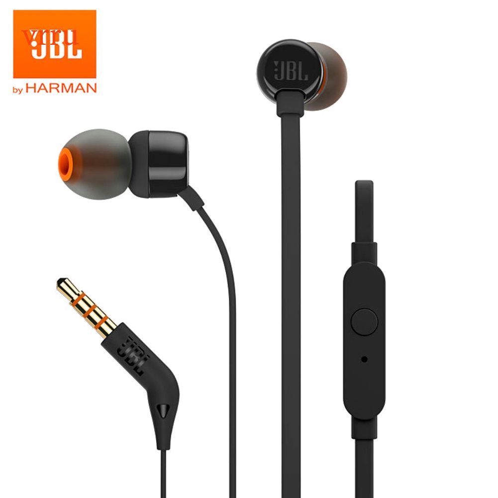 Original JBL T110 3.5mm Tai Nghe Có Dây Stereo Âm Nhạc Sâu Earbuds Âm Bass Tai Nghe Thể Thao Tai Nghe In-line Điều Khiển với mic. Vrru