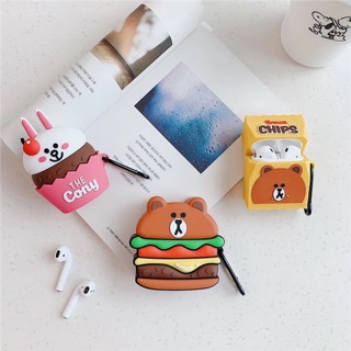 Ốp tai nghe AirPod / AirPods thỏ Cony & gấu Brown