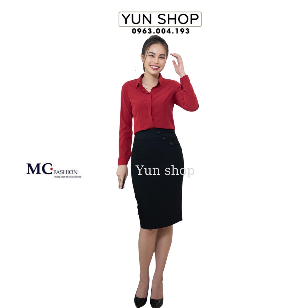 Áo sơ mi công sở dài tay - MC Fashion A198 màu đỏ đô