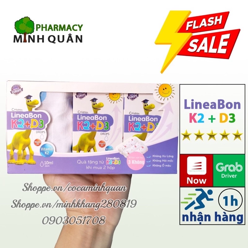 Siro Lineabon K2+D3 hệ miễn dịch tăng sức đề kháng tăng chiều cao hấp thu canxi cho bé trí thông minh