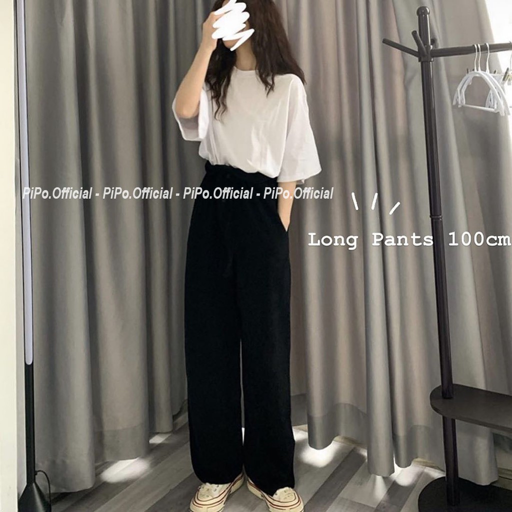 Quần ống rộng culottes dáng dài lưng thon 100cm siêu Hot phong cách Hàn Quốc