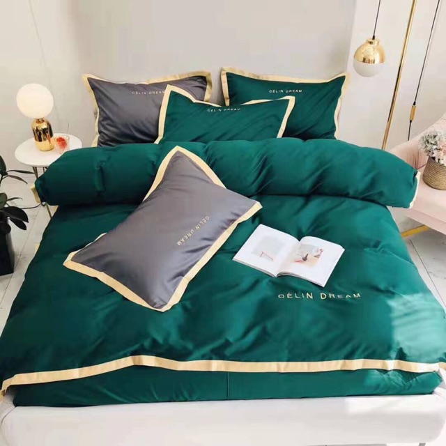 Drap lụa Celine Dream 4 món, chăn kèm ruột sẵn