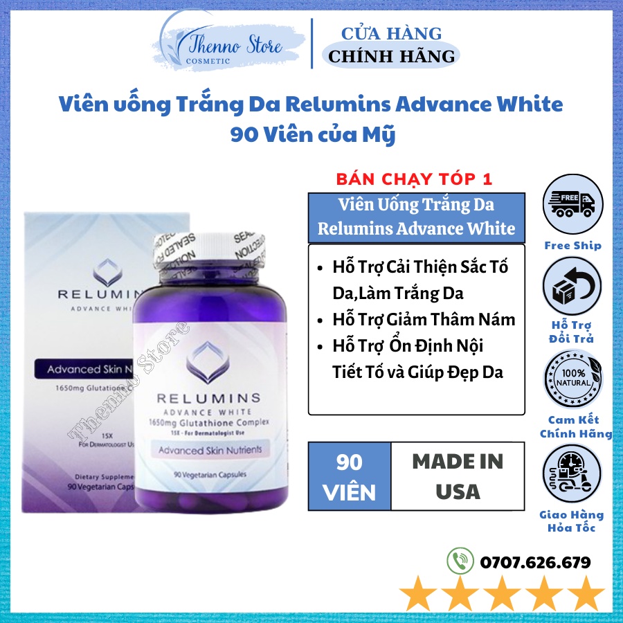 Viên uống Trắng Da Relumins Advance White 90 Viên của Mỹ