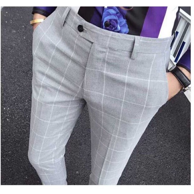 Quần Tây Nam Sọc Caro Ống Côn Mẫu Mới Năm 2023