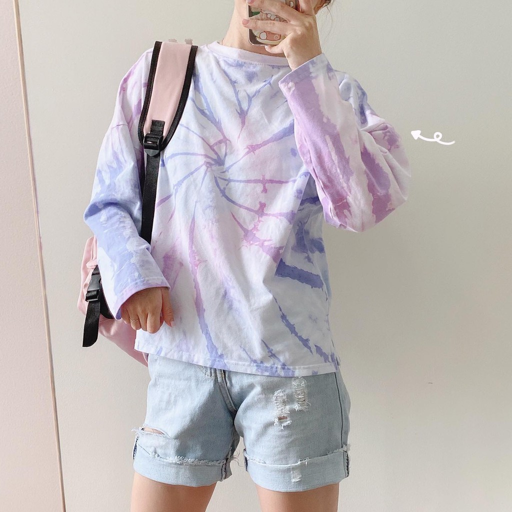 Áo Tay Dài Loang màu nam nữ YAYSHOP chất cotton mềm mịn 2 màu (xẻ tà) hình thật form unisex