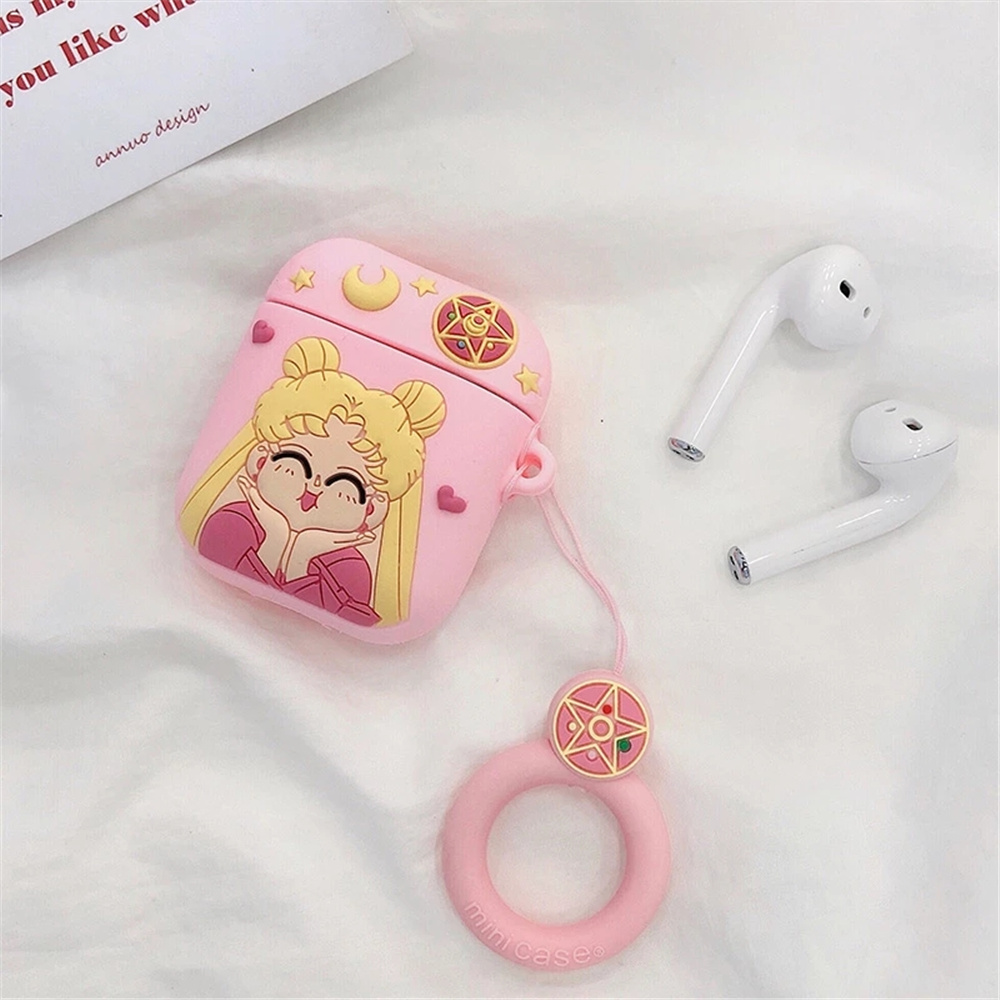 SAILOR MOON SAILOR MOON Vỏ Đựng Bảo Vệ Hộp Sạc Tai Nghe Airpods 1 / 2 Pro Hình Thủy Thủ Mặt Trăng