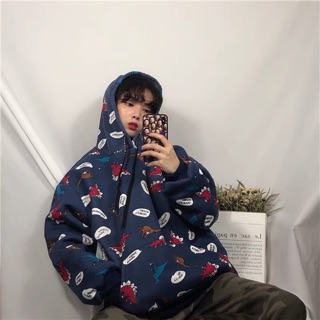 (Sẵn 2 áo vàng size XL) Áo hoodie hoạ tiết hoạt hình