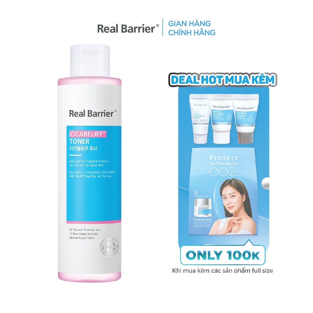 Nước cân bằng làm dịu và dưỡng ẩm REAL BARRIER Cicarelief Toner 190ml