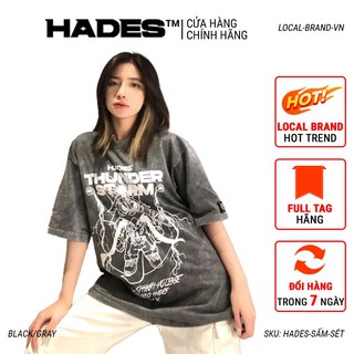[LOCAL BRAND] Áo thun Hades sấm sét tay lỡ form rộng vải Cotton - Thời trang nam nữ Unisex Streetwear