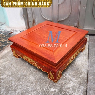 Bàn vuông gỗ hương rát vàng chiện mặt vuông 38 cao 14cm