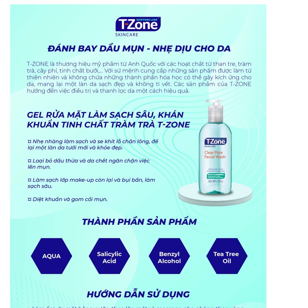 Gel Giảm Mụn Cấp Tốc Tinh Chất Tràm Trà T-Zone 8ml