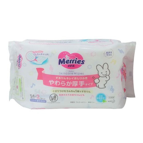Khăn giấy ướt cao cấp Merries Nhật Bản không mùi cho bé an toàn không kích ứng, khăn ướt gói 54 tờ