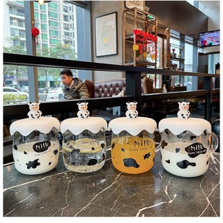 Cốc Nước Bò Sữa Thuỷ Tinh Cute