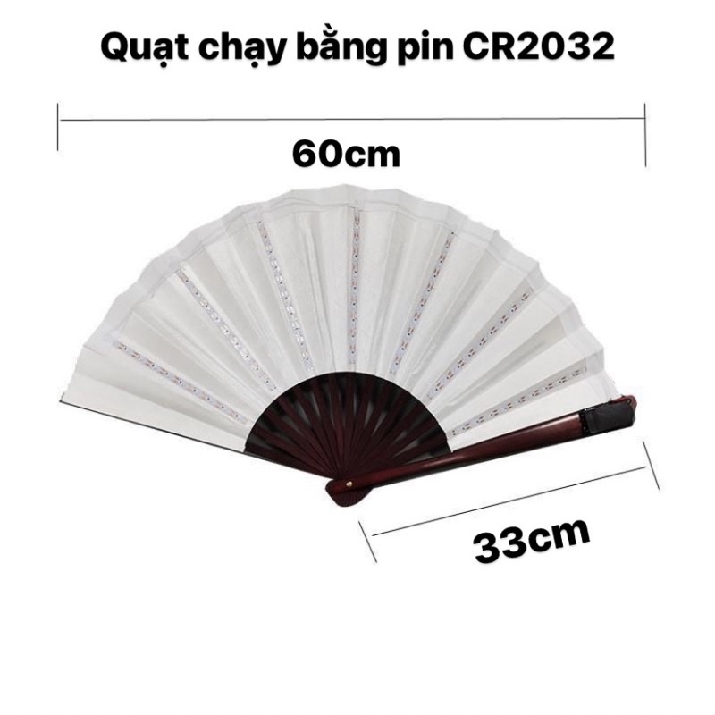 Quạt lụa đèn led phát sáng cháy phố tặng kèm pin CR2032