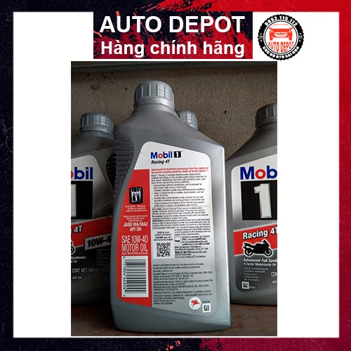 Nhớt tổng hợp xe máy Mobil One moto Racing 4T động cơ phân khối lớn 10W40 946ML nhập trực tiếp từ Mỹ