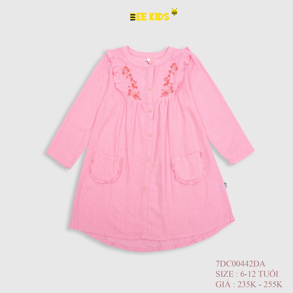 Váy Dài Tay Bé Gái Bee Kids Chất Liệu LinenLoại 1 Mềm Mịn , Không Bai Không Xù (6-12 Tuổi)7DC00442DA