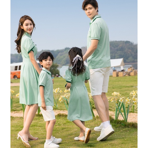 Áo polo Màu Xanh Lá / Tím Thời Trang Cho Gia Đình