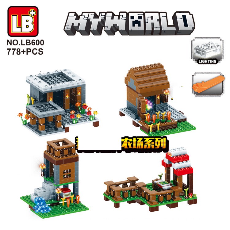 Đồ chơi xếp hình Myworld-Lego lắp ráp Minecraft Khu Nông Trại Chiến Binh No.LB600 luyện cho bé kiên trì và tưởng tượng