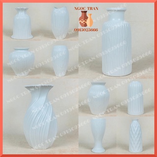 Lọ hoa giá rẻ ,Bình gốm men trắng -gốm sứ Bát Tràng-tiệm gốm Ngọc Trân