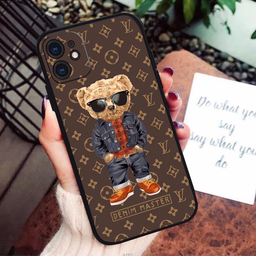 Ốp Lưng Iphone Cạnh Vuông, Bảo Vệ Camera Gấu PU Siêu Ngầu 7Plus,8Plus,x,xs,xsmax,11,11promax,12,12promax,13,13promax