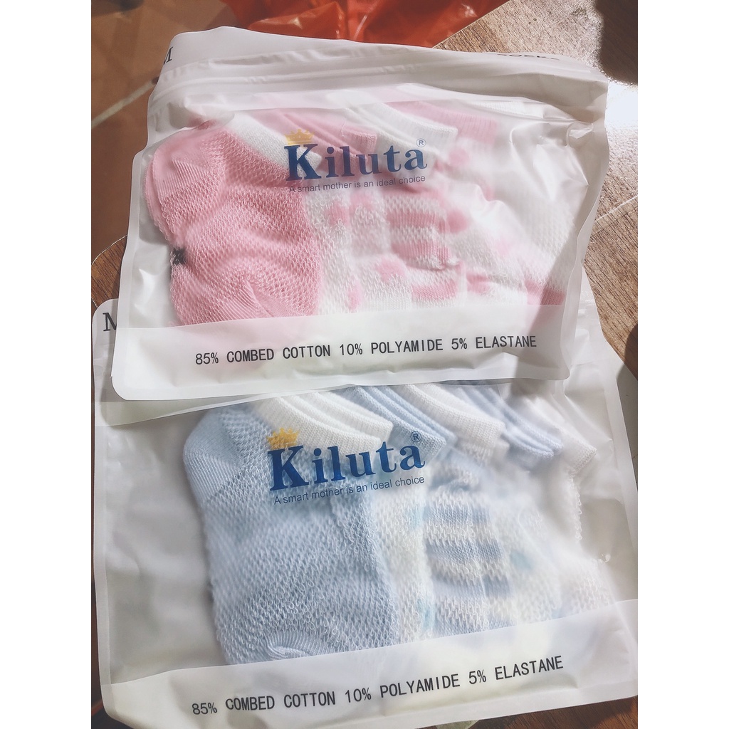 Sét 5 đôi tất lưới Màu AI KO- KILUTA Tất lưới Cotton mềm mại, thoáng khí cho bé