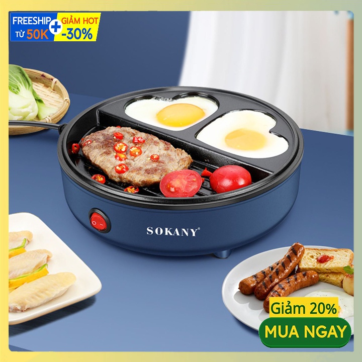 Máy ốp la trứng trái tim, nướng thịt bbq tiện lợi Chính hãng Sokany