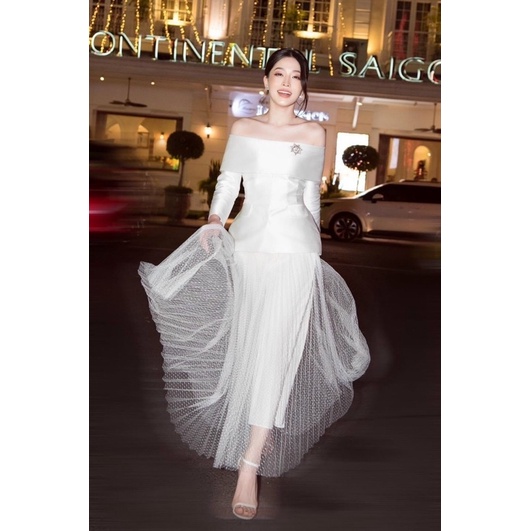 ms 1196Y SÉT ÁO VÁY LƯỚI SỌC Ô KÈM TAG CÀI NGỰC full size s /m /L /xl