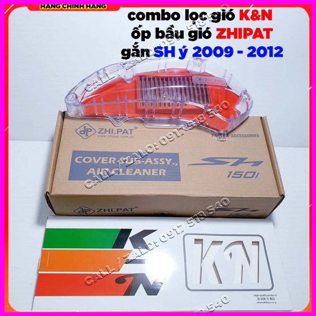 Combo Lọc Gió K&amp;N , Bầu Gió Zhipat Gắn SH ý 2009 - 2012