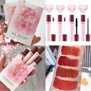 Bộ 2 son môi + mascara + kẻ mắt Hengfang lâu trôi chống thấm nước