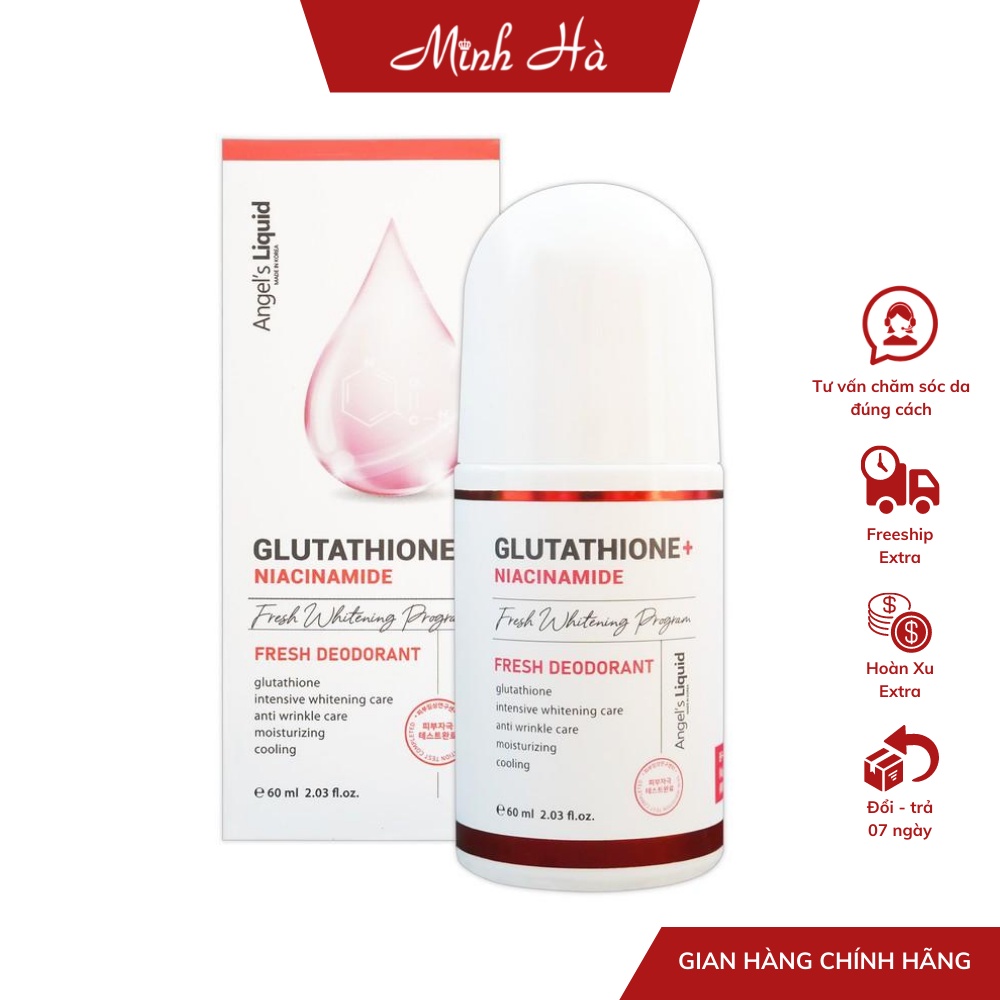 Lăn nách Glutathione Angel's Liquid Niacinamide 60ml giúp dưỡng sáng vùng da dưới cánh tay