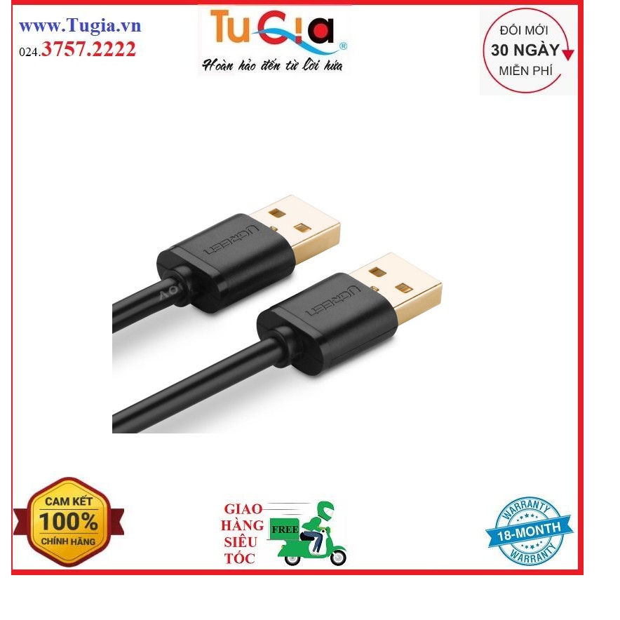 Dây USB 2.0 mạ vàng 2 đầu đực dài 0.5M UGREEN US102 10308 - Hàng Chính Hãng