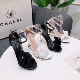 Sandal cao gót hoa trà 9P bít gót - Sandal cao gót 9P nữ Chile